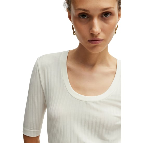Boss - "Effilie" T-Shirt für Damen, gerippt (Weiß) - Image 3