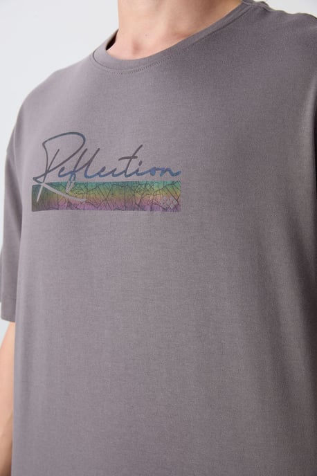 Übergrößen Bedrucktes Baumwollmisch-T-Shirt - Image 3