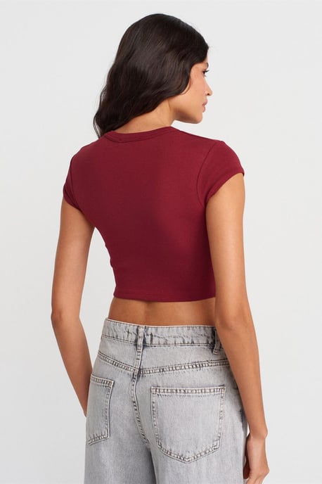 Damen Slim Fit Crop Crew Neck T-Shirt - Image 2
