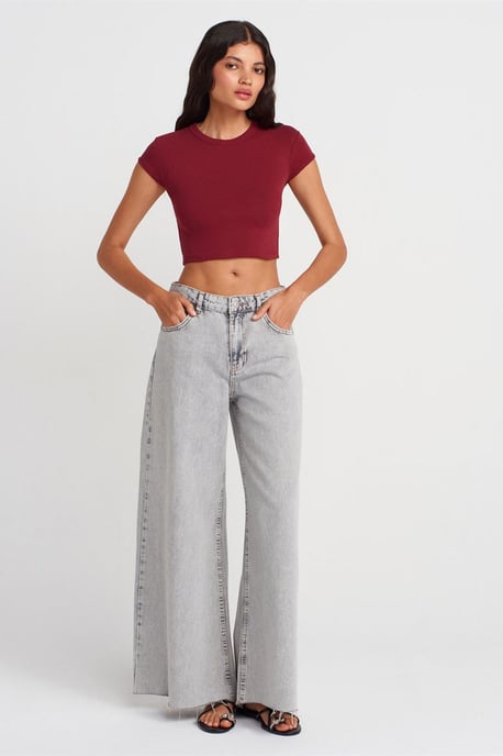 Damen Slim Fit Crop Crew Neck T-Shirt - Image 4