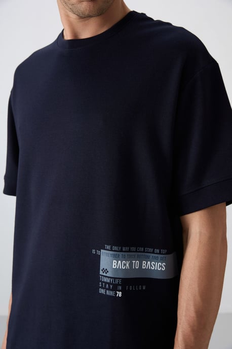 Übergroßes Baumwollmischung Rundhals-T-Shirt - Image 3