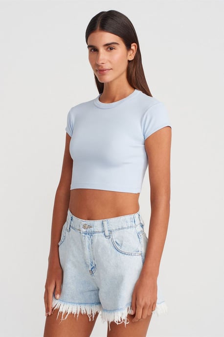 Damen Slim Fit Kurzarm-Crewneck-T-Shirt - Image 3