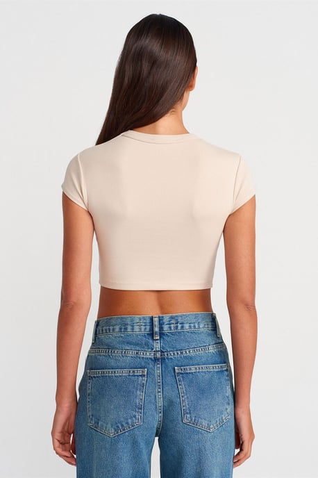 Damen Slim Fit Crop Crew-Neck T-Shirt - Image 2