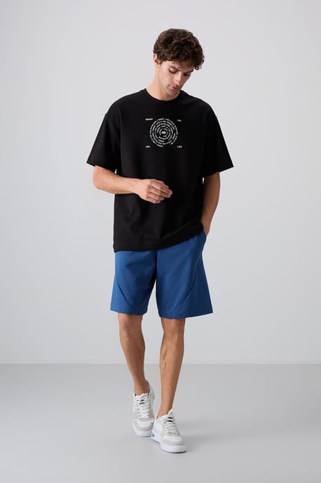 Oversized Baumwoll-Mix Rundhalsausschnitt T-Shirt - Image 2