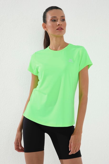 Damen Unifarben Kurzarm Rundhals T-Shirt - Image 1