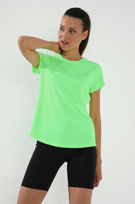 Damen Unifarben Kurzarm Rundhals T-Shirt - Image 2