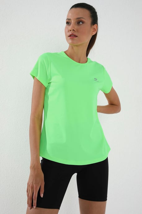 Damen Unifarben Kurzarm Rundhals T-Shirt - Image 3