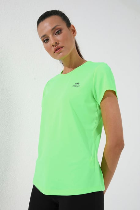 Damen Unifarben Kurzarm Rundhals T-Shirt - Image 4