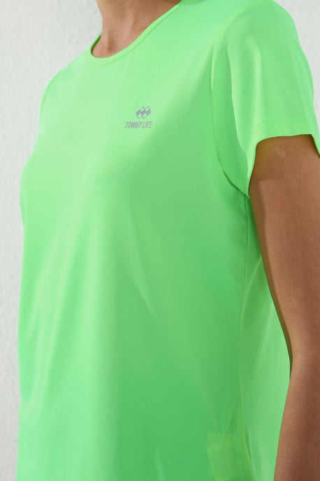 Damen Unifarben Kurzarm Rundhals T-Shirt - Image 5