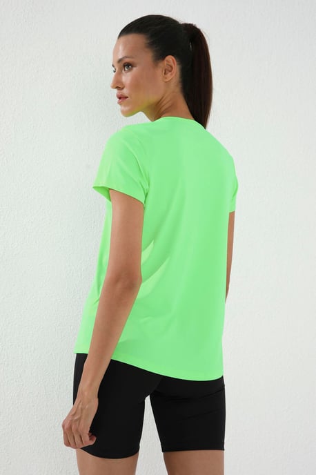 Damen Unifarben Kurzarm Rundhals T-Shirt - Image 6