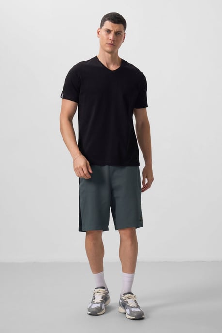 Herren Baumwolle Elastan V-Ausschnitt T-Shirt - Image 4