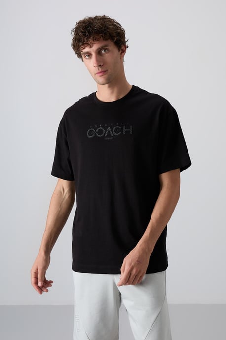 Oversized Logo-Patch Rundhalsausschnitt T-Shirt - Image 1