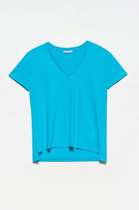 Damen Baumwoll V-Ausschnitt T-Shirt - Image 1