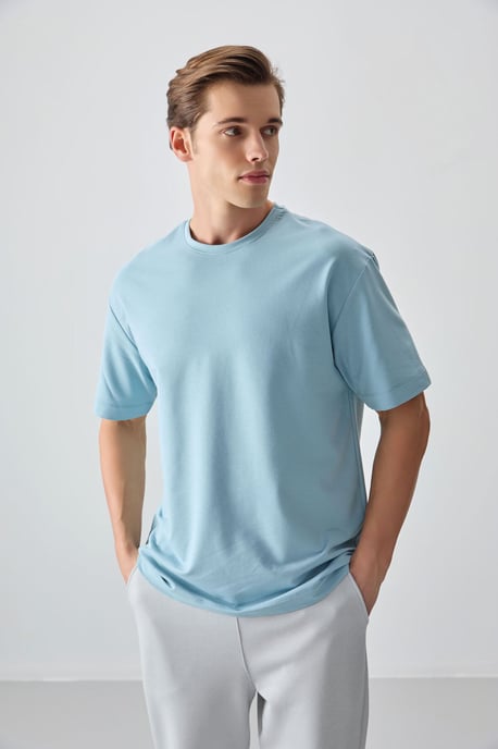 Oversized Baumwollmischung Rundhalsausschnitt T-Shirt - Image 2