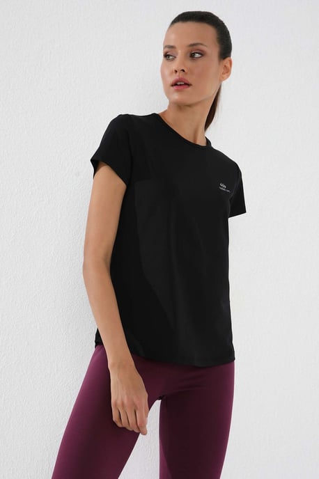 Damen Einfarbiges Kurzarm T-Shirt mit Rundhals - Image 5