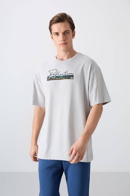 Übergröße bedrucktes Baumwollmix-T-Shirt - Image 4