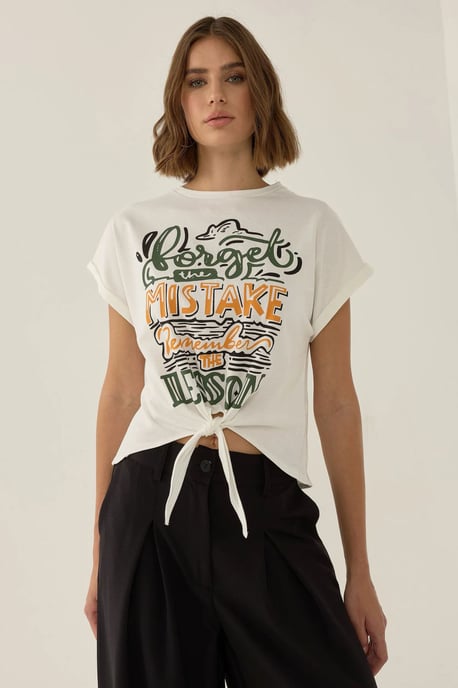 Hiccup Bedrucktes Cropped-T-Shirt - Wollweiß - Image 3