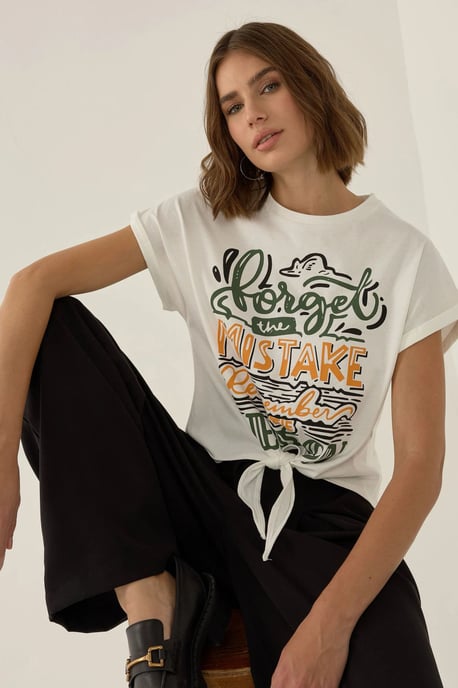 Hiccup Bedrucktes Cropped-T-Shirt - Wollweiß - Image 4