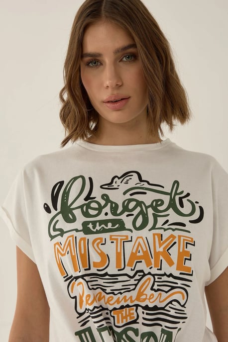 Hiccup Bedrucktes Cropped-T-Shirt - Wollweiß - Image 6
