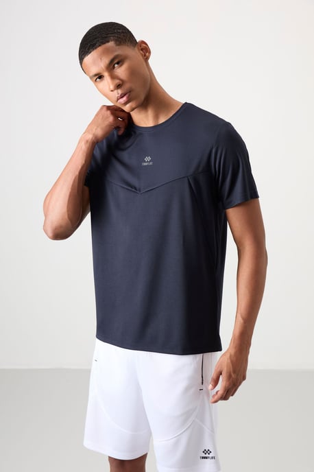 Herren Solid Polyester Rundhals T-Shirt - Image 1
