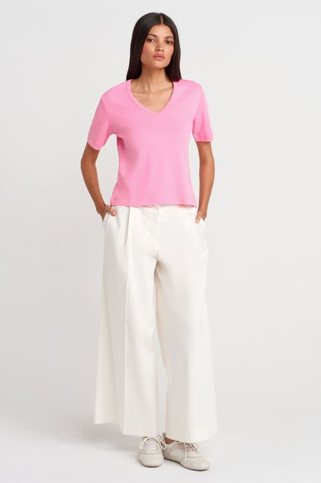 Damen Baumwoll V-Ausschnitt T-Shirt - Image 4