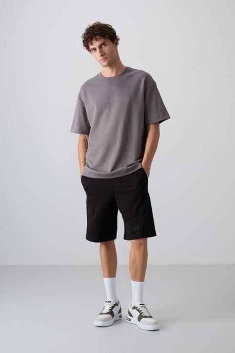 Übergroßes Baumwoll-Mix Rundhalsausschnitt T-Shirt - Image 2