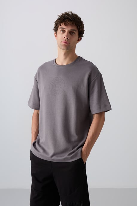 Übergroßes Baumwoll-Mix Rundhalsausschnitt T-Shirt - Image 3