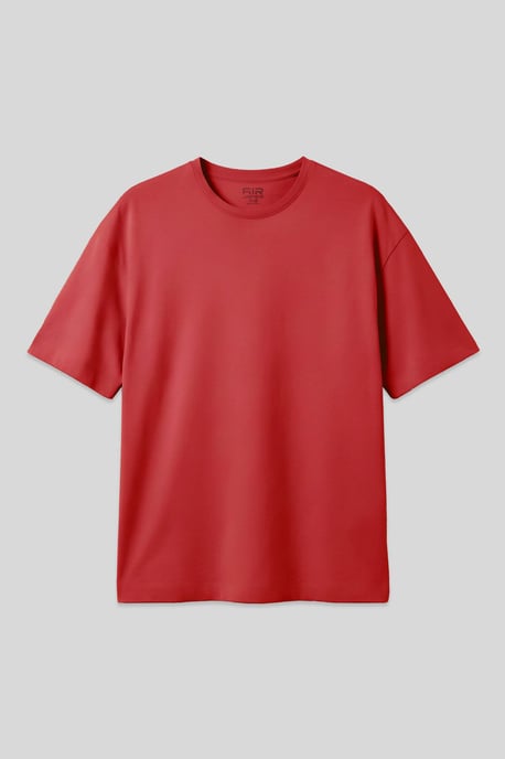 Oversized Baumwollmix Rundhals-T-Shirt - Image 1