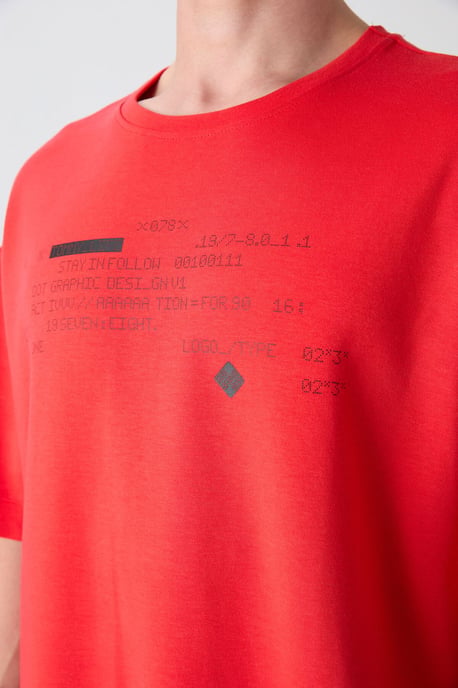 Übergröße Bedrucktes Rundhals-T-Shirt - Image 3