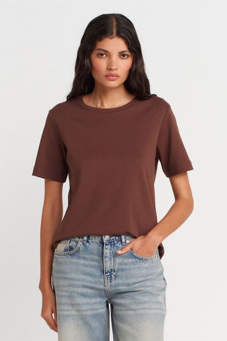 Damen Baumwoll Rundhalsausschnitt T-Shirt - Image 1