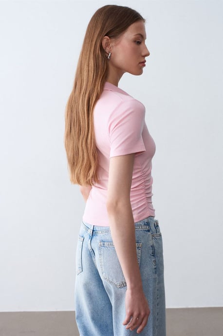 Damen Crop Slim Fit Polo-T-Shirt - Image 2