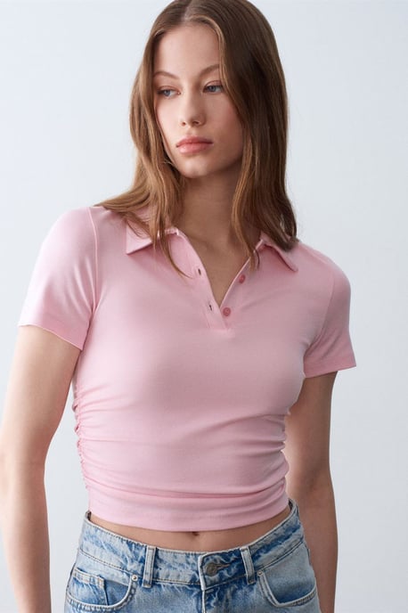 Damen Crop Slim Fit Polo-T-Shirt - Image 3