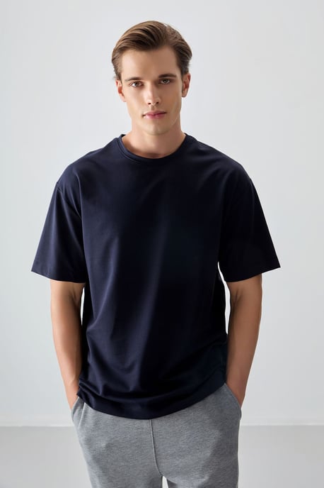 Oversized Baumwollmischung Rundhalsausschnitt T-Shirt - Image 2