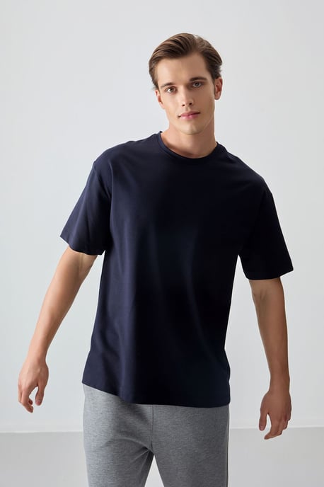 Oversized Baumwollmischung Rundhalsausschnitt T-Shirt - Image 5