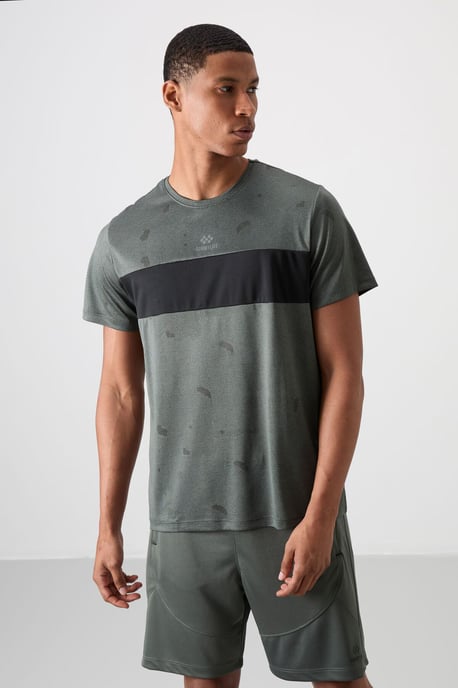 Herren Farbblockiertes Rundhals-T-Shirt - Image 4