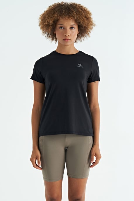 Damen entspanntes Rundhals-T-Shirt mit seitlichen Schlitzen - Image 2