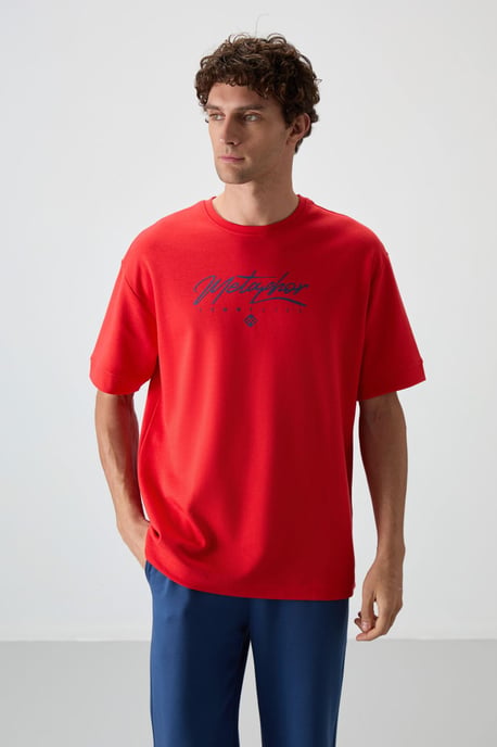 Übergröße Bedrucktes Rundhals-T-Shirt - Image 1