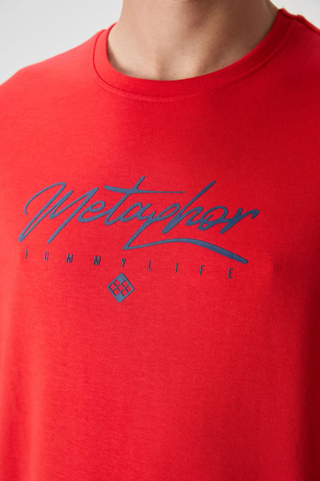Übergröße Bedrucktes Rundhals-T-Shirt - Image 2
