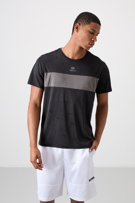 Herren Farbblockiertes Rundhals-T-Shirt - Image 4