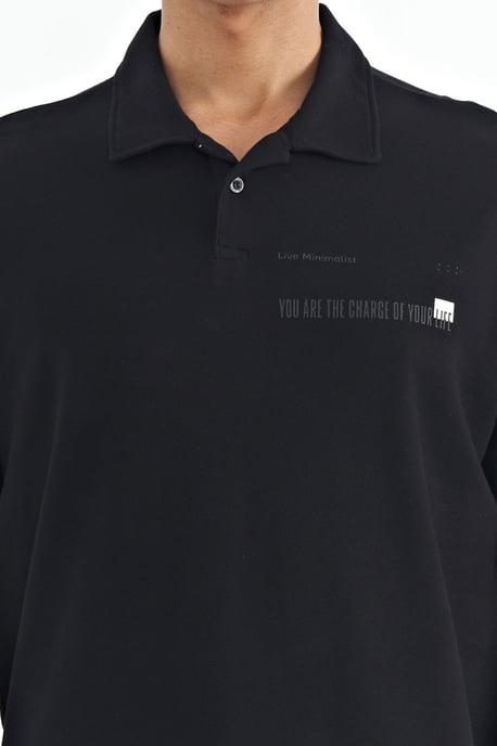 Herren Baumwoll-Polo-T-Shirt mit Textdruck - Image 3