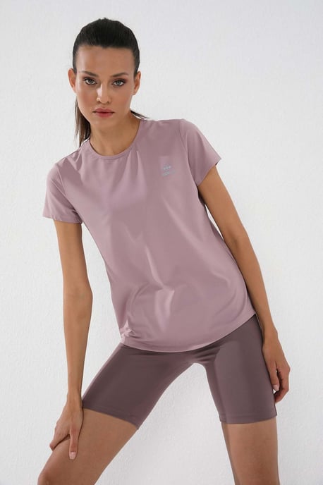Damen Unifarben Kurzarm Rundhals T-Shirt - Image 4