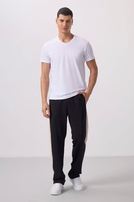 Herren Baumwolle Elastan V-Ausschnitt T-Shirt - Image 4