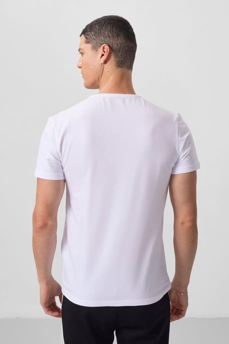 Herren Baumwolle Elastan V-Ausschnitt T-Shirt - Image 5