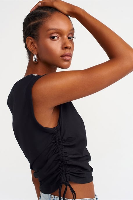 Damen ärmelloses Baumwollshirt mit Rundhalsausschnitt und Bindeband - Image 1