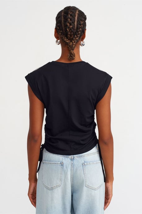 Damen ärmelloses Baumwollshirt mit Rundhalsausschnitt und Bindeband - Image 2