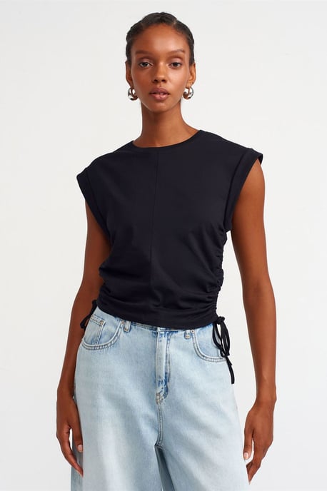 Damen ärmelloses Baumwollshirt mit Rundhalsausschnitt und Bindeband - Image 4