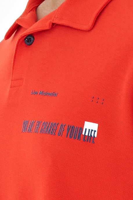 Herren Baumwoll Polo-T-Shirt mit Textdruck - Image 3