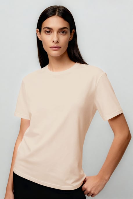 Damen Baumwoll-Elasthan Rundhals T-Shirt - Image 4