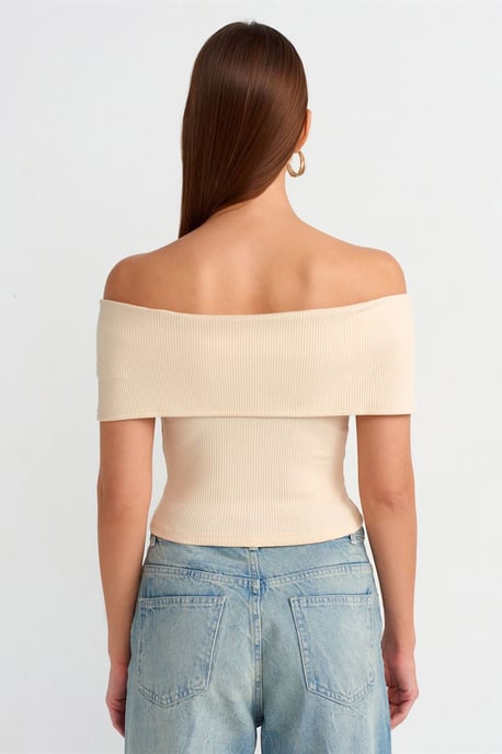 Damen Off-Shoulder Crop-T-Shirt mit Reißverschluss - Image 2