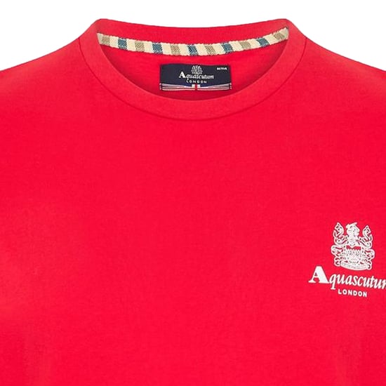 Aquascutum - "London" T-Shirt für Herren, Rundhalsausschnitt (Rot/Weiß) - Image 3
